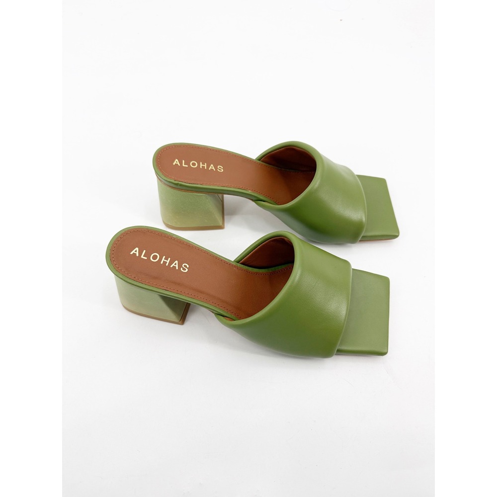 Alohas Degrade Evergreen Ombre Leather Block Heel Mules Sandals 36 6 NWOT - Picture 9 of 10